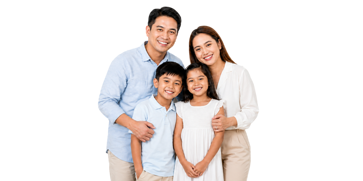 Smiling family for health and life coverage